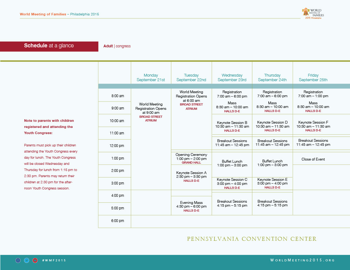 World Meeting of Families Agenda